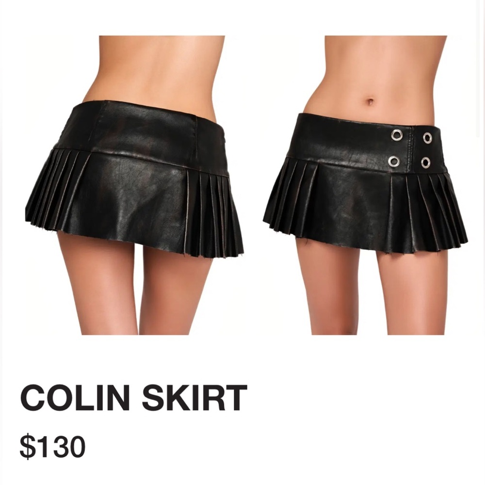 LSOUL Colin Leather Micro Skirt | Black / Brown XS